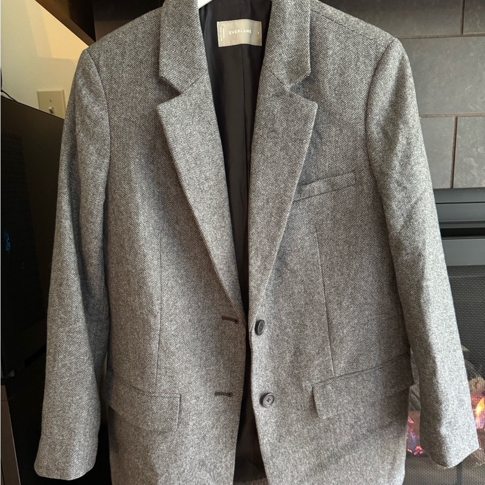 Wool blend herringbone blazer